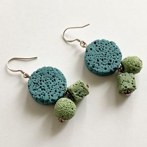 Sterling Silver Unique Sea Foam Lava Rock Earrings